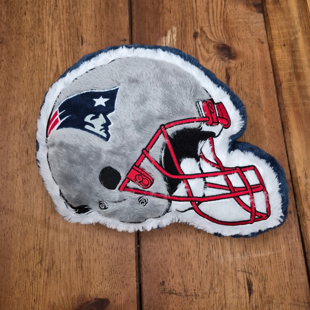 NFL New England Patriots Helmet Plush Decorative Pillow Navy Blue Grey Soft
